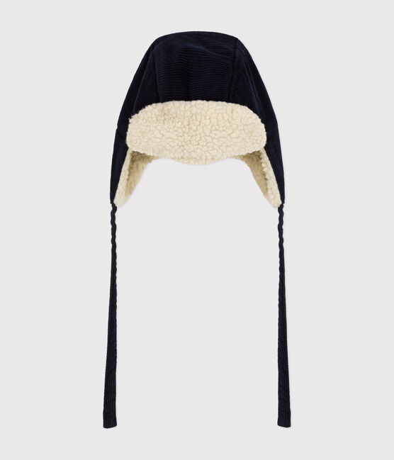Chapka van fluweel en sherpa voor baby's blauw SMOKING