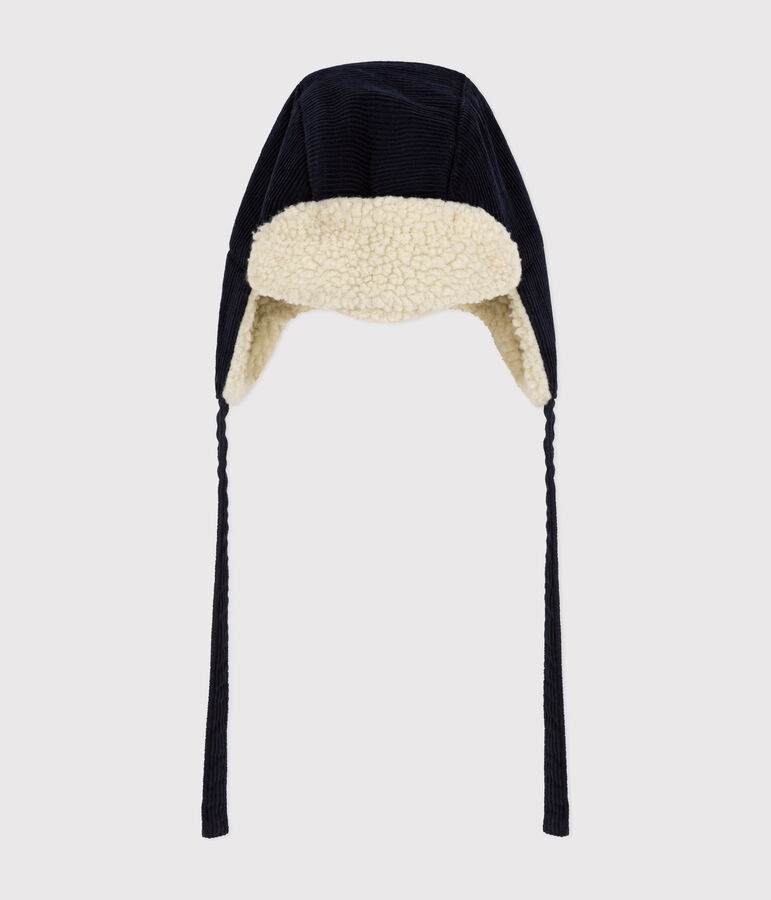 Chapka en velours et en sherpa b&eacute;b&eacute; bleu SMOKING