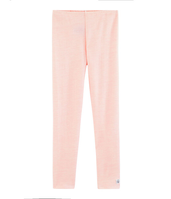 Legging enfant en laine et coton rose CHARME/blanc MARSHMALLOW