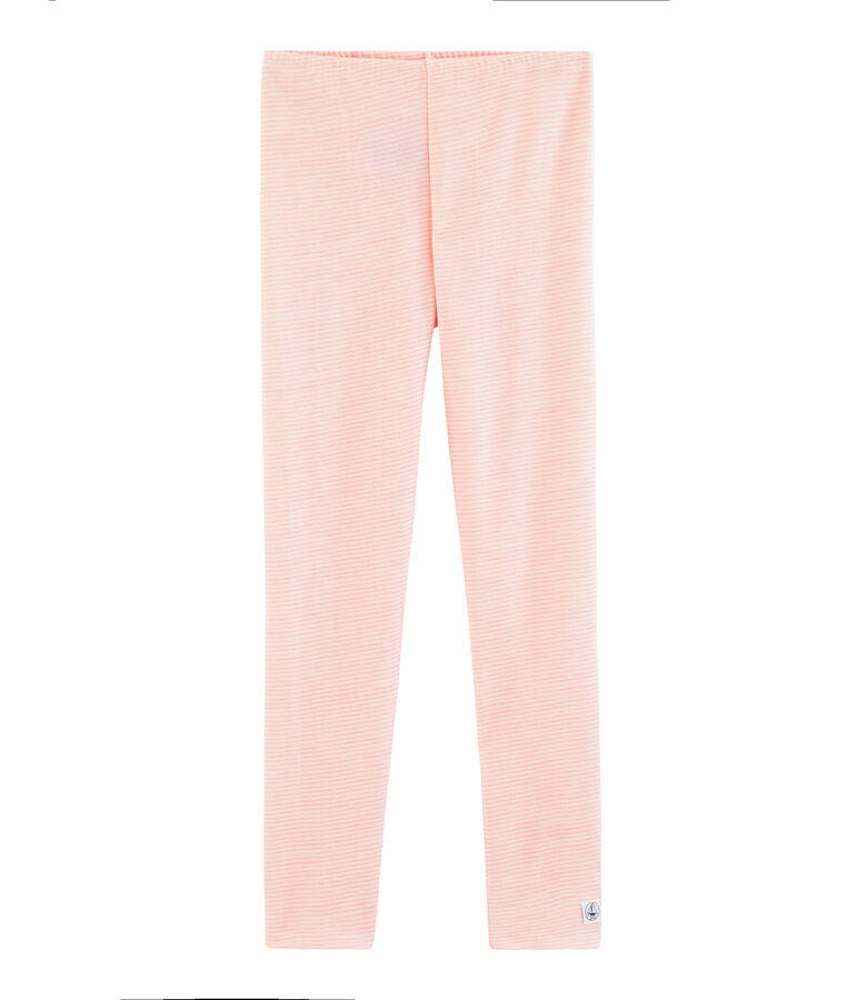 Legging enfant en laine et coton rose/blanc
