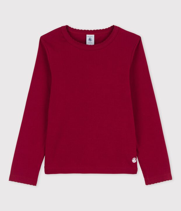Tee-shirt &agrave; manches longues enfant fille / gar&ccedil;on rouge