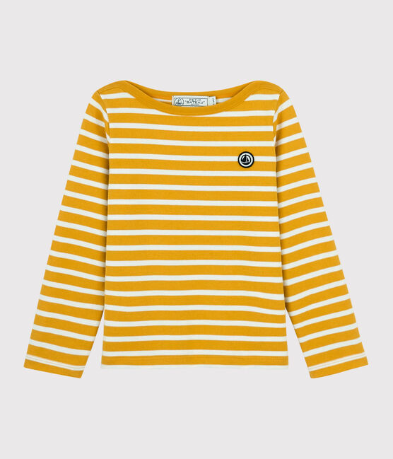 Marinière iconique enfant garçon jaune BOUDOR/blanc MARSHMALLOW