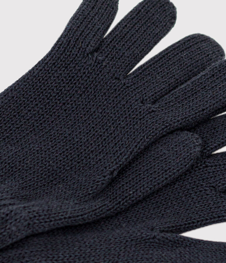 Gants enfant en tricot unies bleu