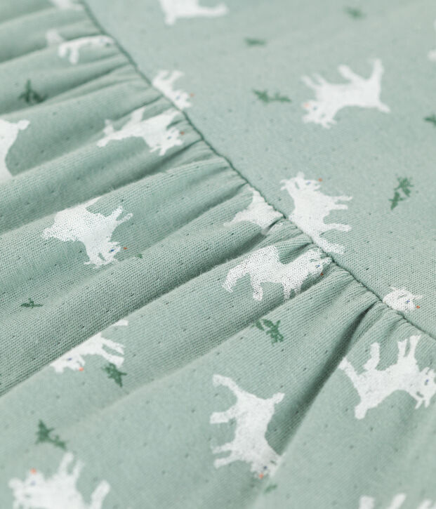 Robe manches longues en tubique imprim&eacute; b&eacute;b&eacute; vert/multicouleur