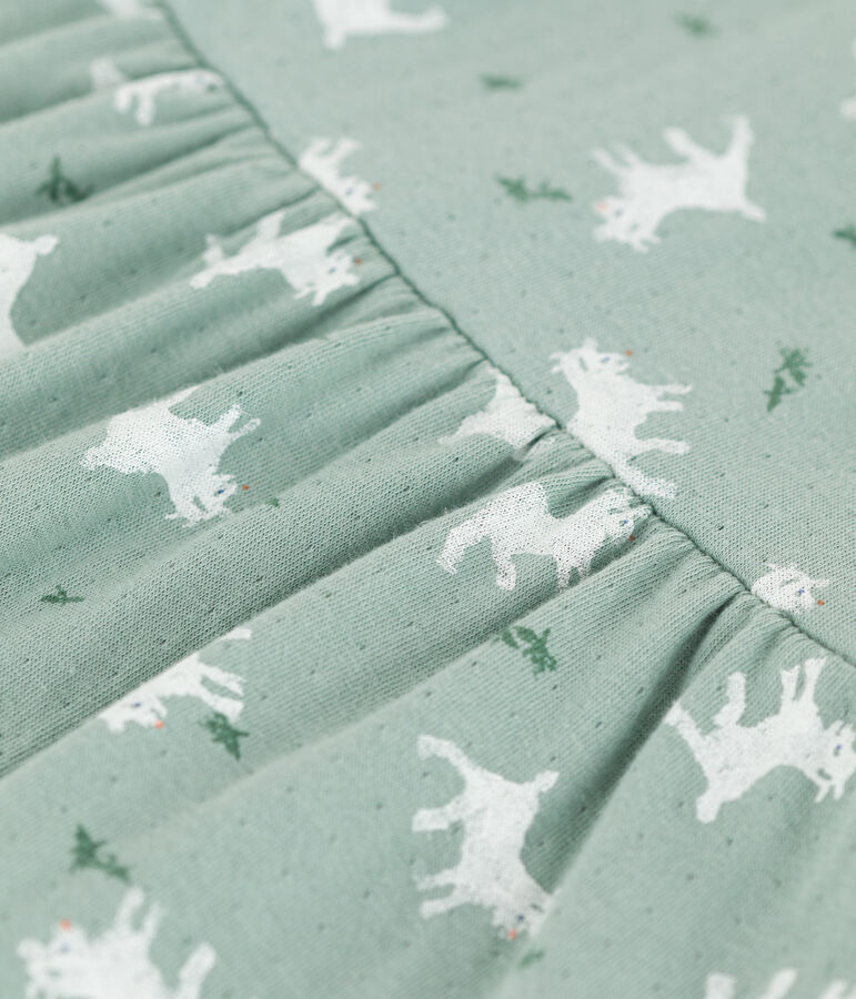 Jurk met lange mouwen in doorgestikte tubic met print voor baby's groen/multicouleur