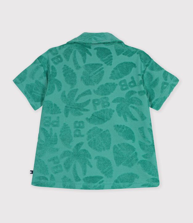Chemise enfant en coton &agrave; manches courtes vert
