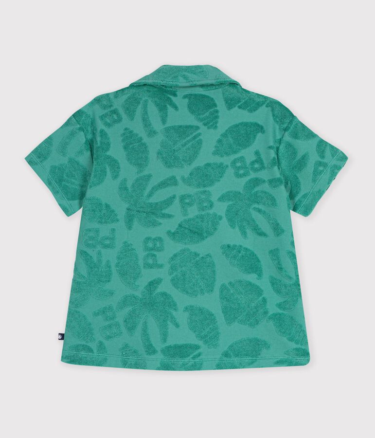Chemise enfant en coton &agrave; manches courtes vert