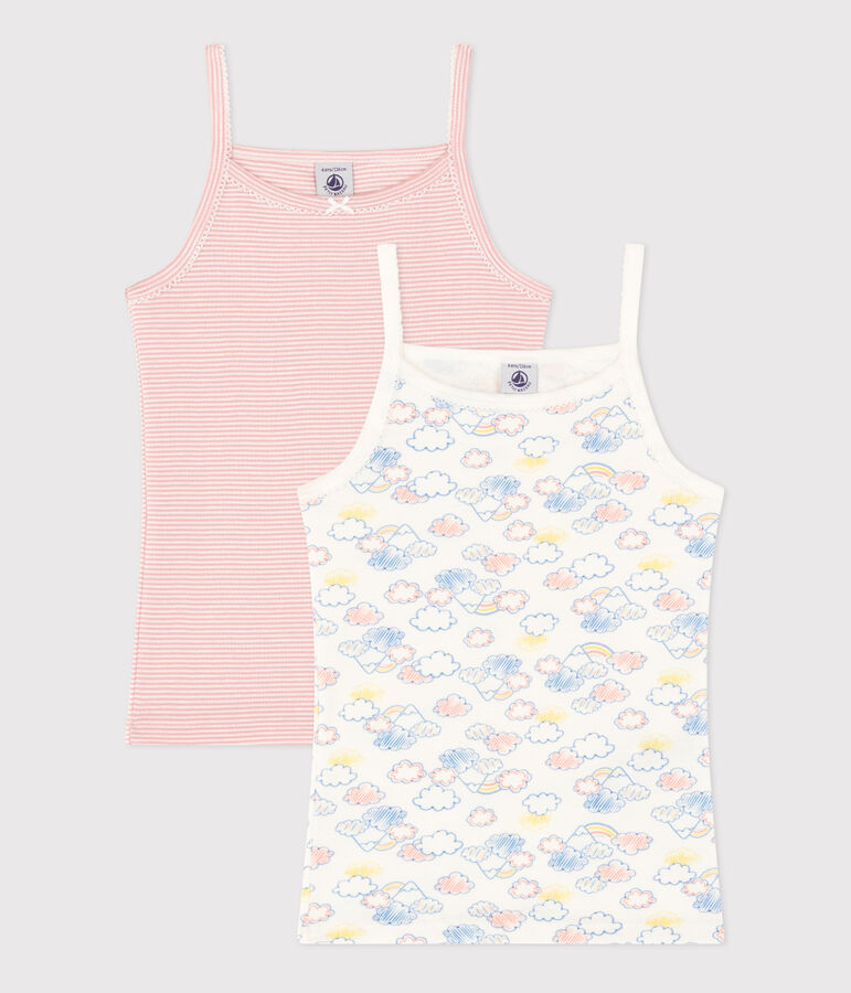 Set van 2 katoenen hemdjes met bandjes en regenboogmotiefje voor kinderen multicouleur