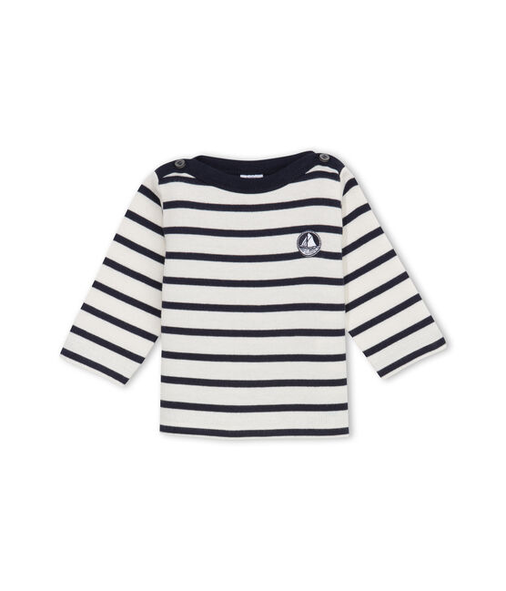 Iconische marinetrui baby gemixt beige COQUILLE/blauw ABYSSE