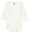 Rompertje lange mouwen babyjongen wit MARSHMALLOW/blauw ACIER