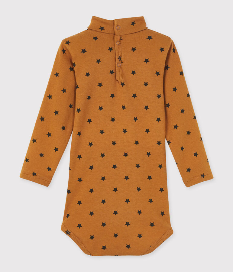 Body manches longues col roul&eacute; b&eacute;b&eacute; mixte marron/gris