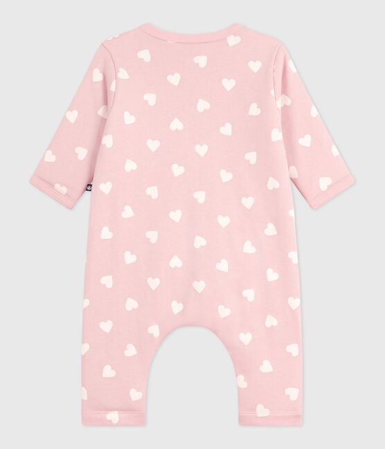 Combinaison ouatinée bébé en coton, imprimé cœurs rose JOLI/ MILK