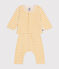 Tweedelige set van geruwde fleece voor baby's geel AVALANCHE/wit DAISY