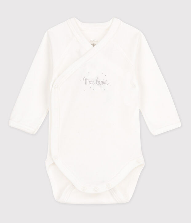 Body crois&eacute; manches courtes b&eacute;b&eacute; fille blanc