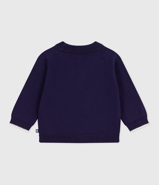 Cardigan bébé en coton uni bleu SOIR