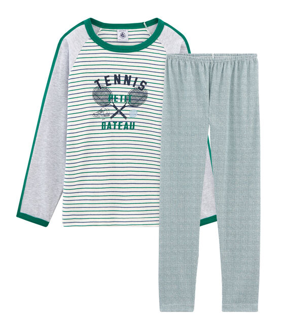 Pyjama petit garçon en côte blanc MARSHMALLOW/blanc MULTICO