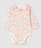 Body fleuri à col bébé fille en côte blanc MARSHMALLOW/blanc MULTICO