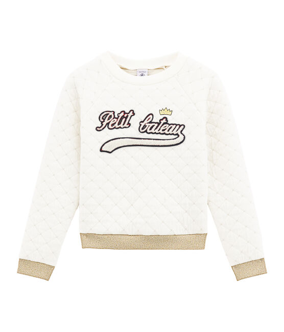 Meisjessweater wit MARSHMALLOW/geel DORE