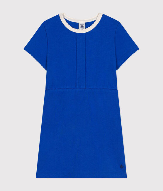 Katoenen jurkje met korte mouw voor meisjes blauw CALVIN