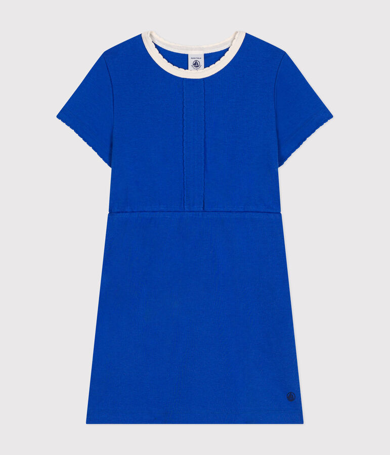 Robe manches courtes en coton enfant fille bleu