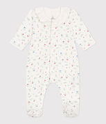 Katoenen babypyjama met bloemenprint wit MARSHMALLOW/wit MULTICO