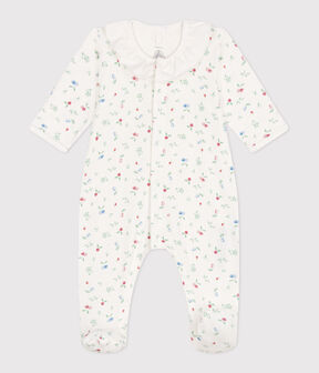 Katoenen babypyjama met bloemenprint wit MARSHMALLOW/wit MULTICO