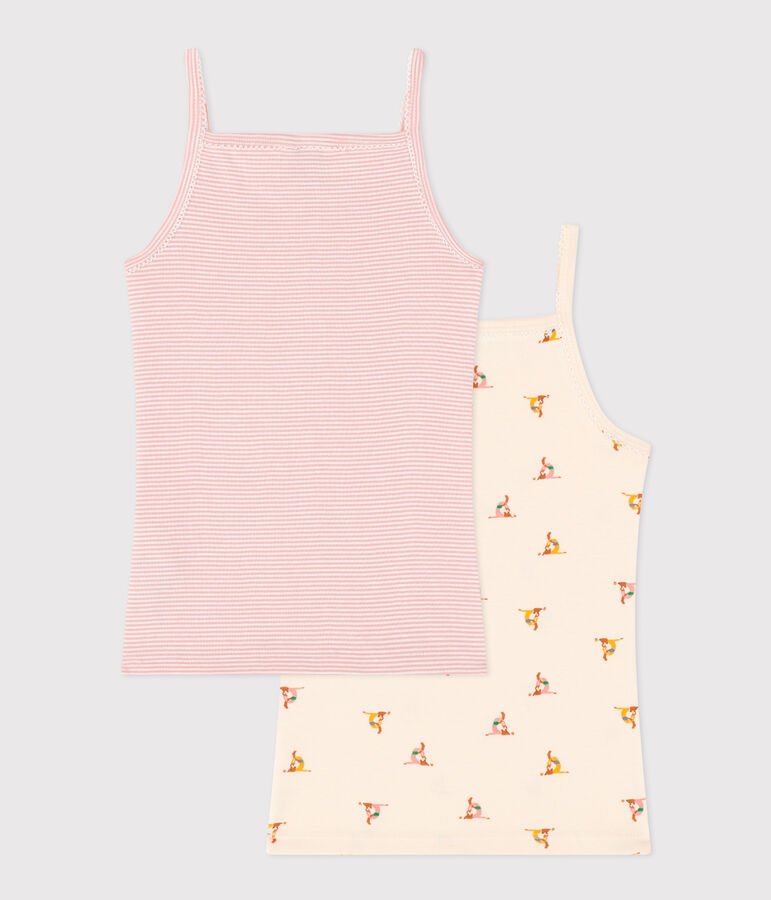 Set van 2 katoenen hemdjes met bandjes voor kinderen multicouleur