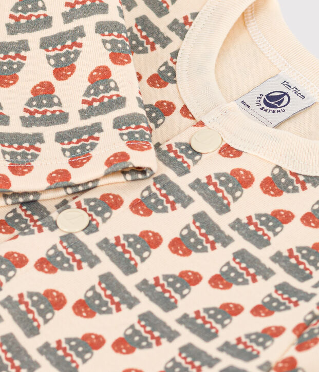 Cardigan voor baby's in dikke jersey met print ecru/multicouleur