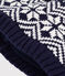Wollen jacquardmuts voor baby's blauw SOIR/ MARSHMALLOW