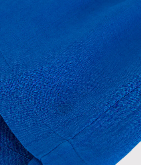 Robe sans manches enfant en lin uni bleu PORCELANA