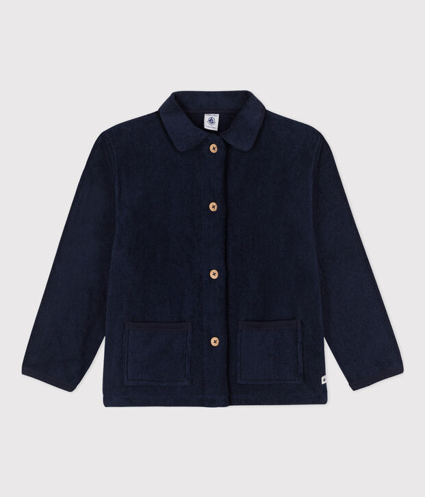 Robe de chambre en &eacute;ponge enfant bleu marine