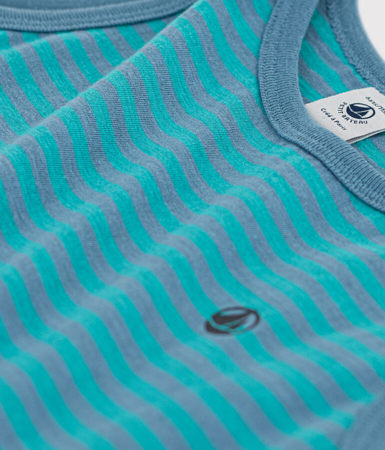 Gestreepte katoenen jurk zonder mouwen voor meisjes groen LAVIS/blauw VERDE