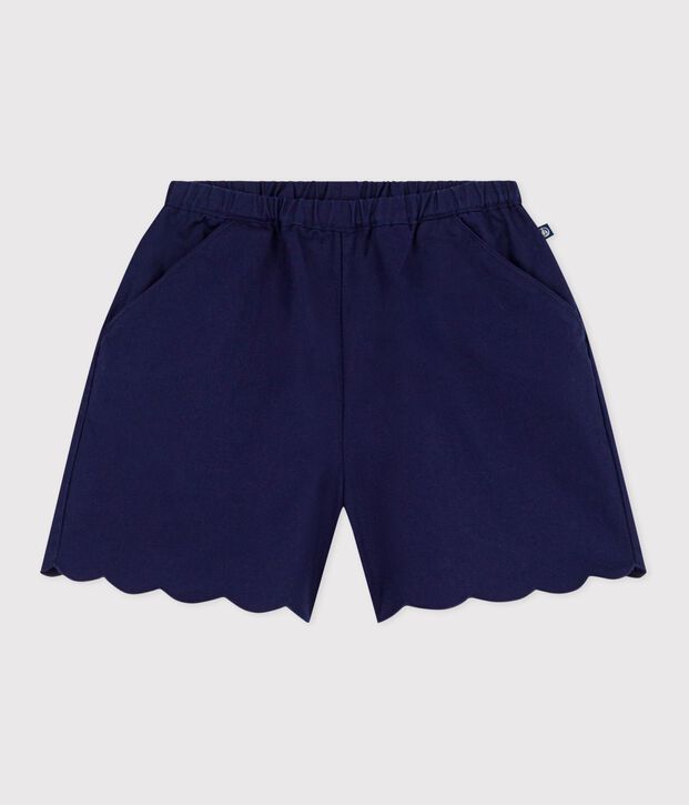 Short enfant en coton uni bleu marine