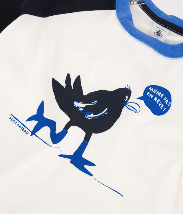 T-shirt met korte mouwen voor jongens wit/blauw