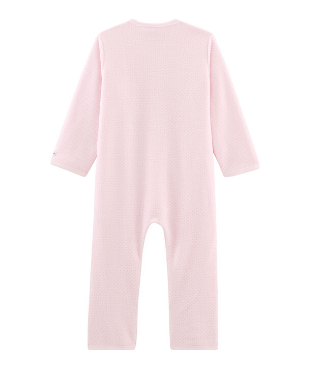Combinaison petite fille en polaire rose/gris