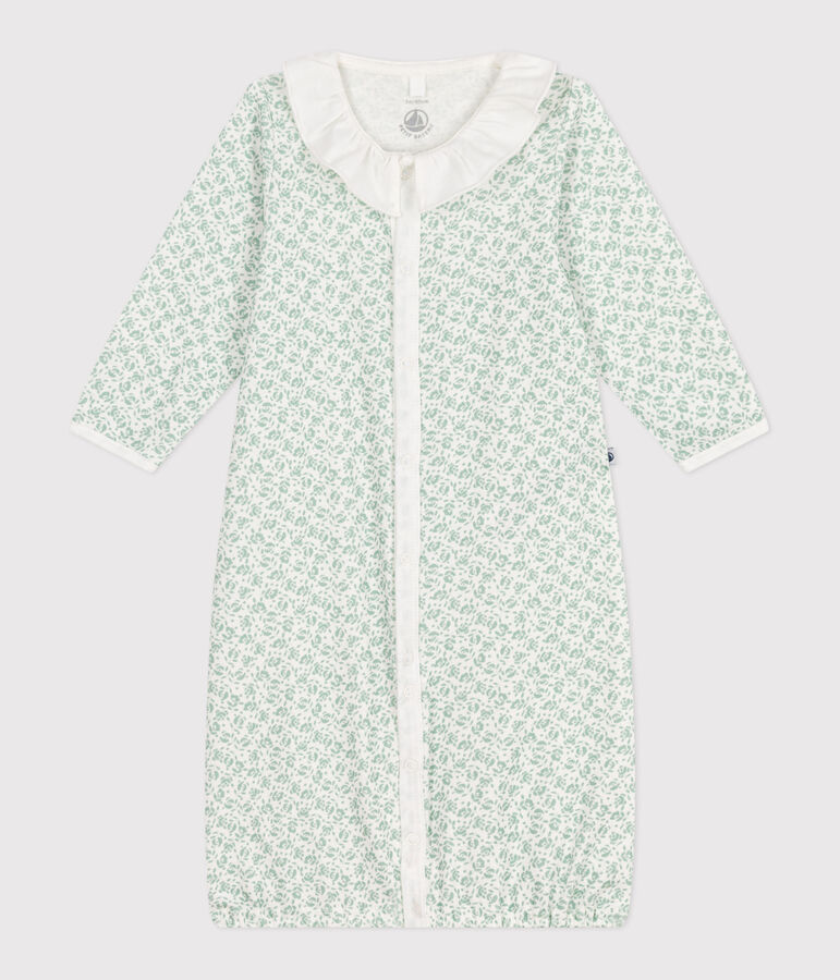 Katoenen pakje/trappelzak met gebloemde kraag voor baby's wit/multicouleur