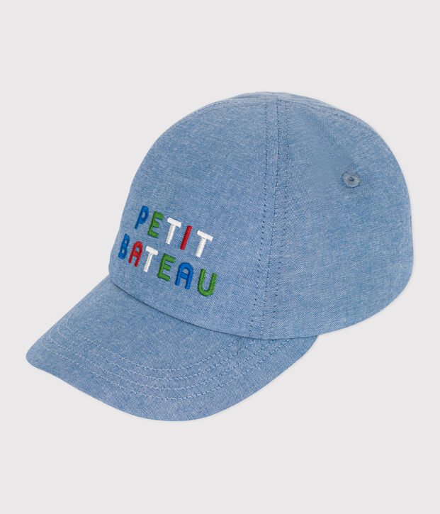 Casquette b&eacute;b&eacute; en denim clair petit bateau bleu