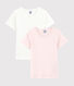 Lot de 2 tee-shirts manches courtes ajourés pastel petite fille en coton biologique