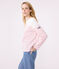 Teeshirt marinière femme en coton manches longues blanc MARSHMALLOW/rose CHARME