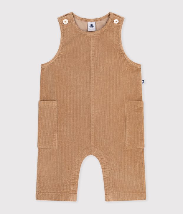 Lang babypakje in effen fluweel LATTE