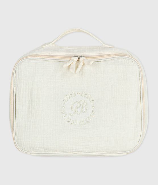Geschenkendoos van geborduurd katoenen gaas voor baby's wit MARSHMALLOW