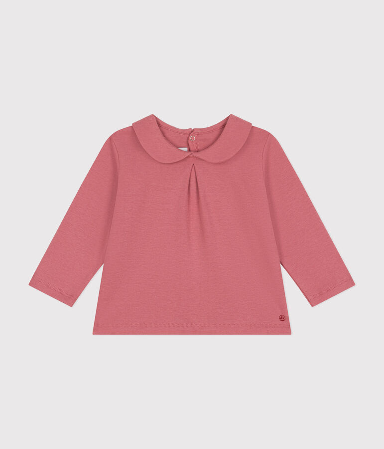 Blouse avec col en coton b&eacute;b&eacute; rose