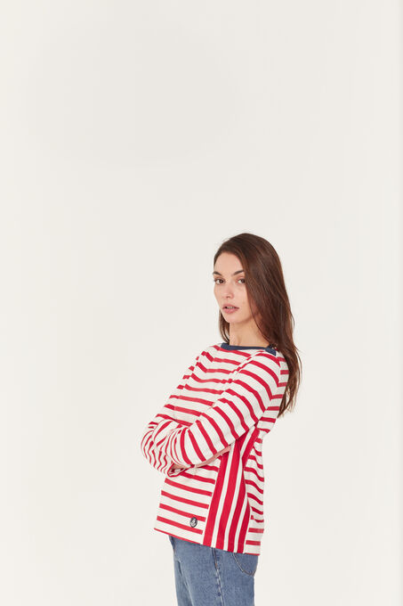 Marinière vrouw rood TERKUIT/wit MARSHMALLOW