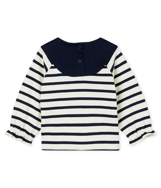 Vernieuwde marinetrui babymeisje beige COQUILLE/blauw SMOKING CN