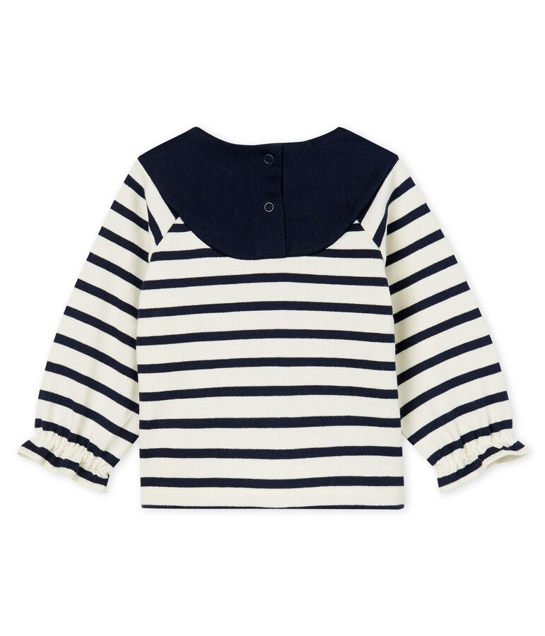 Vernieuwde marinetrui babymeisje wit/blauw