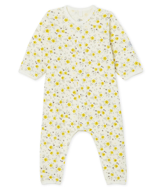 Combinaison longue b&eacute;b&eacute; en laine et coton blanc/multicouleur