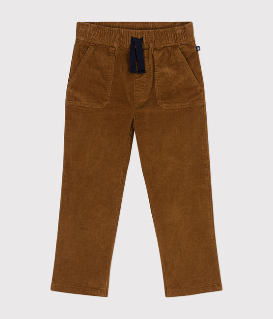 Pantalon droit en velours enfant garçon marron CUIVRE
