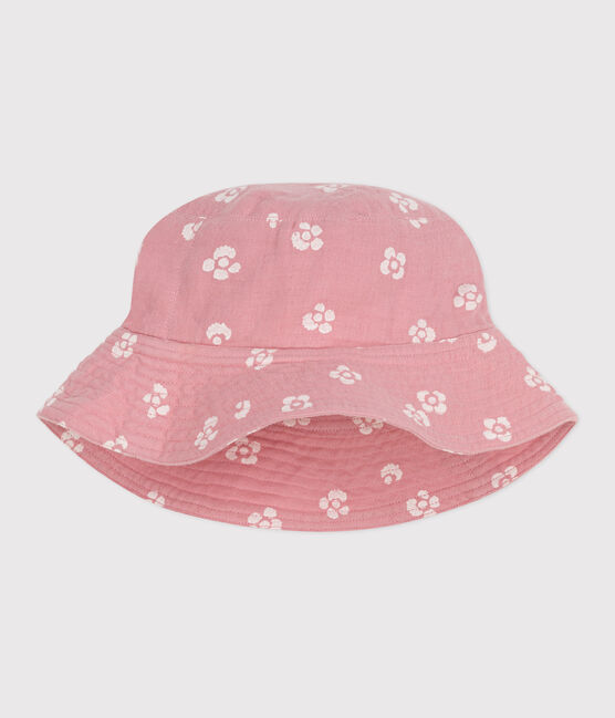 KINDEREN MEISJE ROZE BLOEM KATOEN GAAS HOED CAPLINE roze CHARME/wit MARSHMALLOW