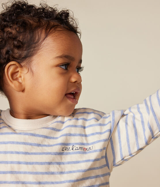 Tee-shirt manches longues en tubique bébé blanc AVALANCHE/ SKY CHINE