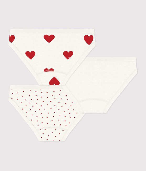 Set van 3 katoenen meisjesslips met hartjes variante 1